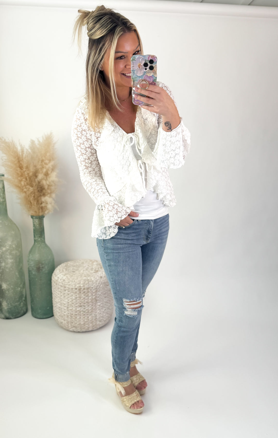 Sweetheart Lace Tie Top