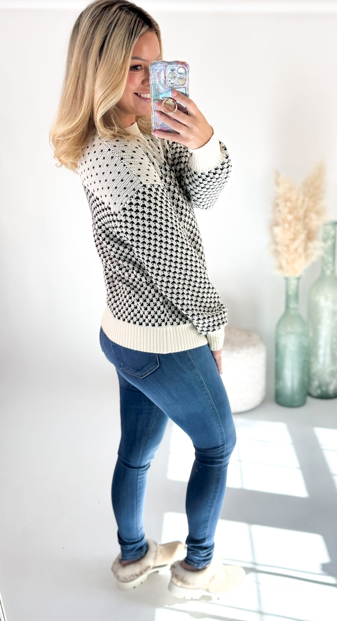 Cozy Classic Houndstooth Sweater