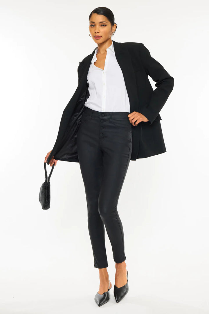 KanCan Autumn Coated Button Fly High Rise Ankle Skinny