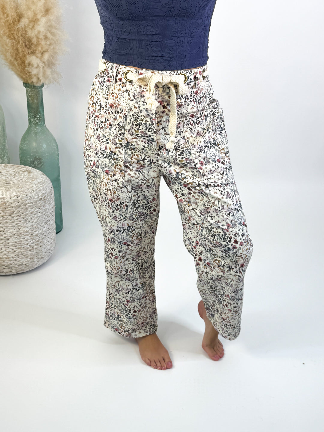 Wild Flowers Pull-on Printed Rope String Pants