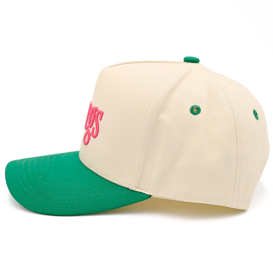 C.C MARGS Lettering Two Tone Trucker Baseball Snap Back Cap: Butter Yellow