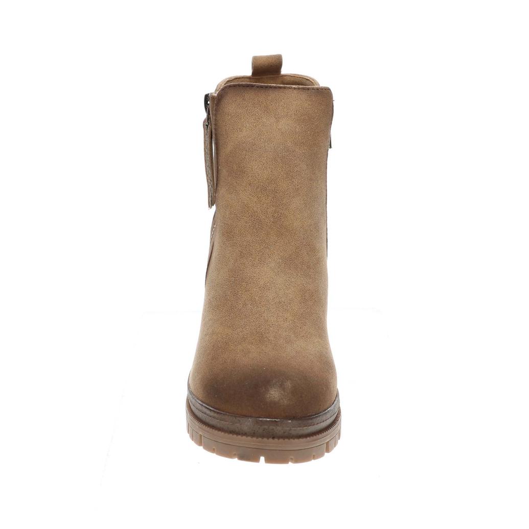 The Very G Womens Beige Maeve Lug Sole Zip Ankle Boots