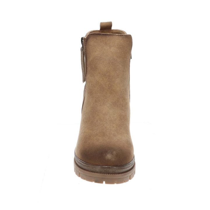 The Very G Womens Beige Maeve Lug Sole Zip Ankle Boots