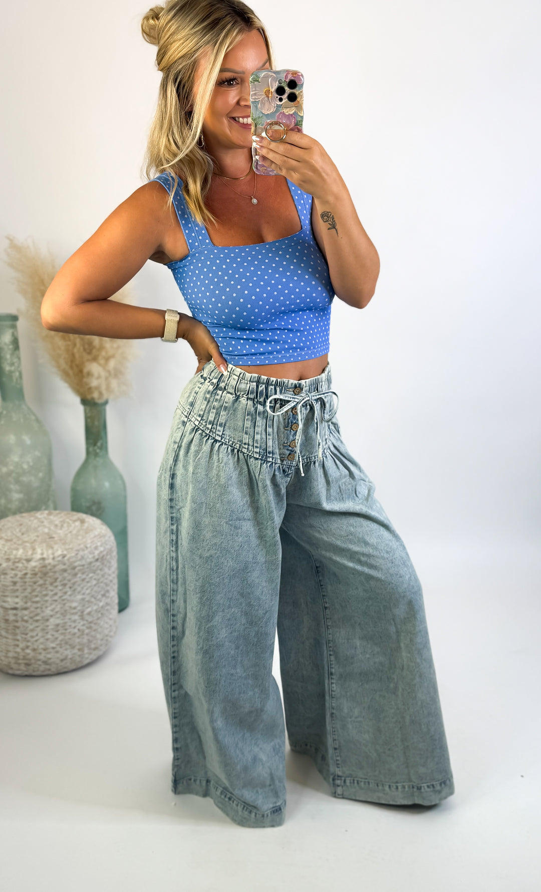 Vintage Breeze Wide Leg Denim Pants
