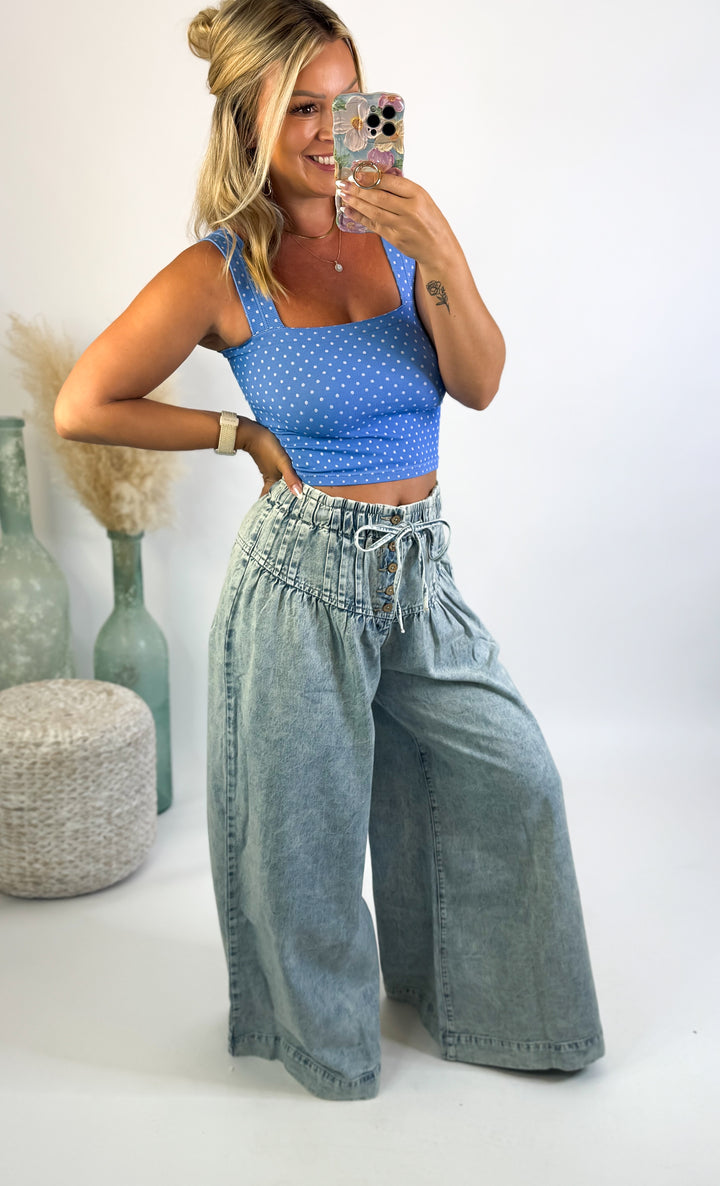 Vintage Breeze Wide Leg Denim Pants