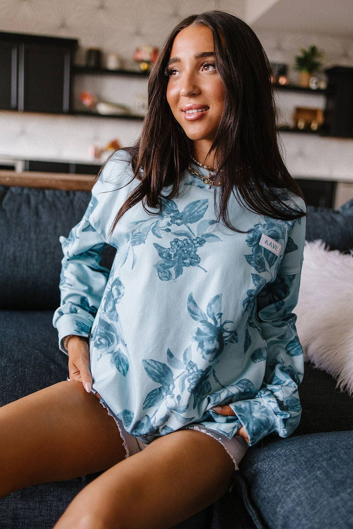 Ampersand Ave University SideSlit Pullover - Poolside