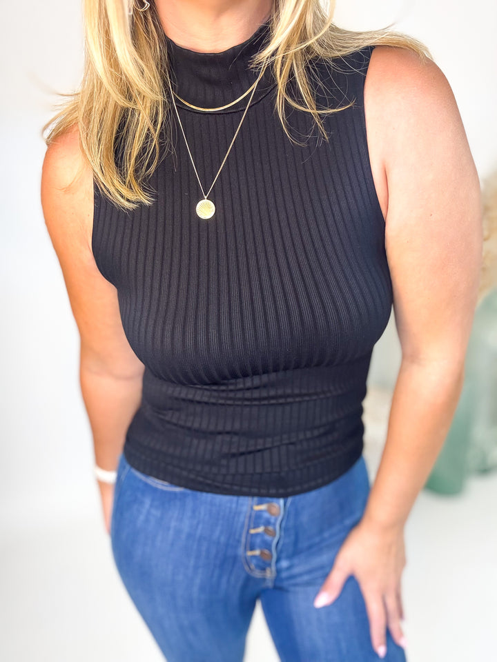 Midnight Luxe Ribbed Mock Neck
