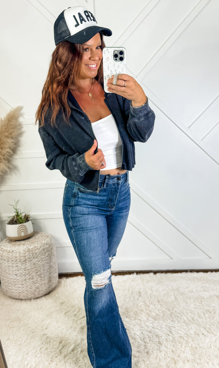 Lucie Zip Up Cropped Hoodie Jacket
