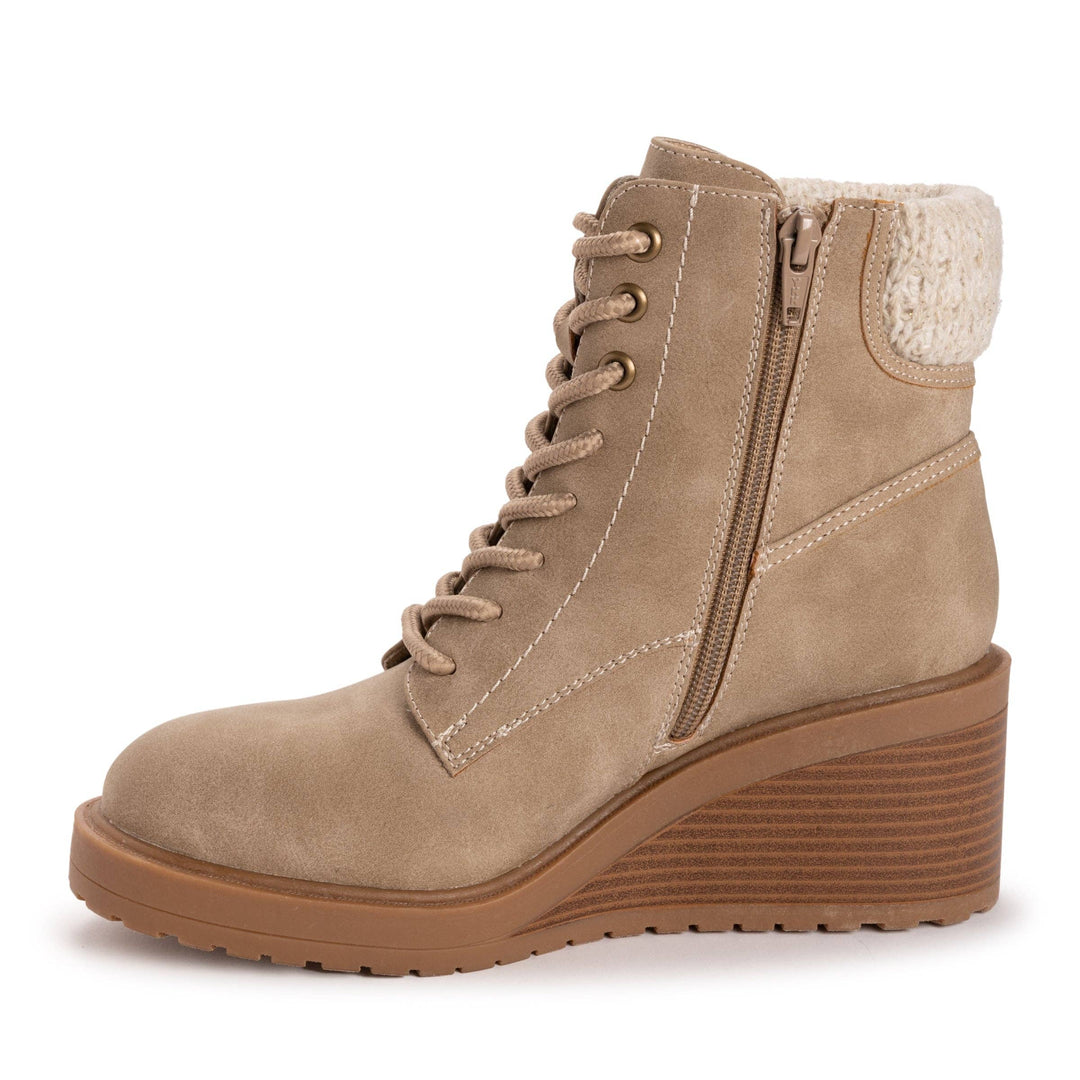 MUK LUKS Women's Sky Solange Wedge Boots: Taupe