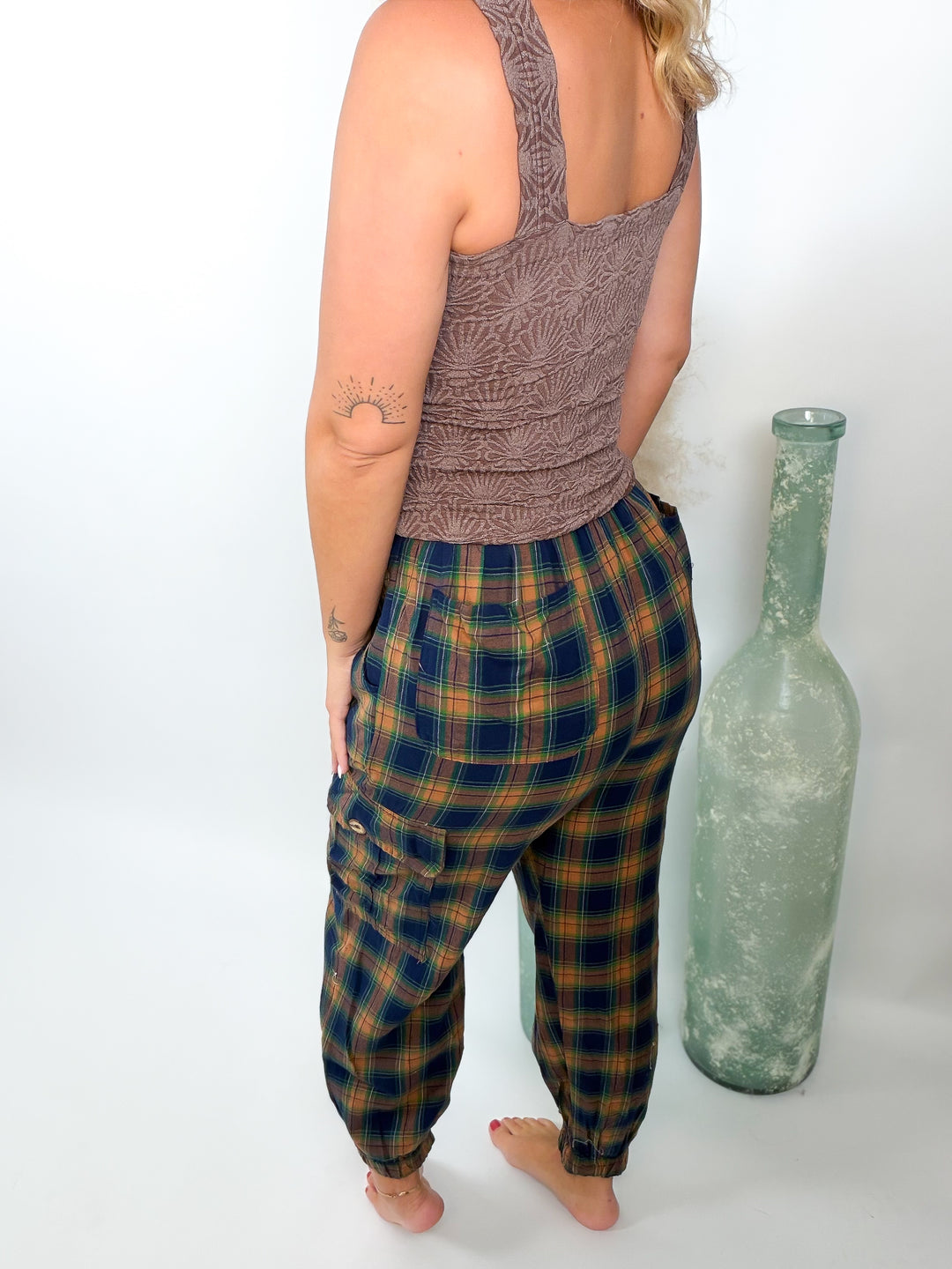 Autumn Trails Plaid Cargo Joggers