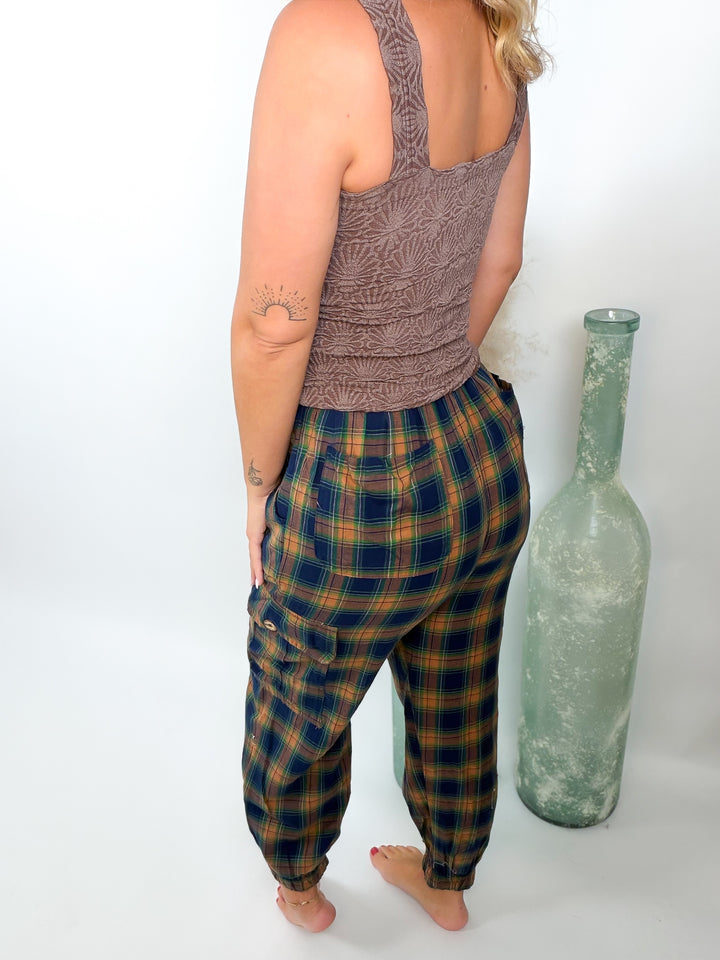 Autumn Trails Plaid Cargo Joggers
