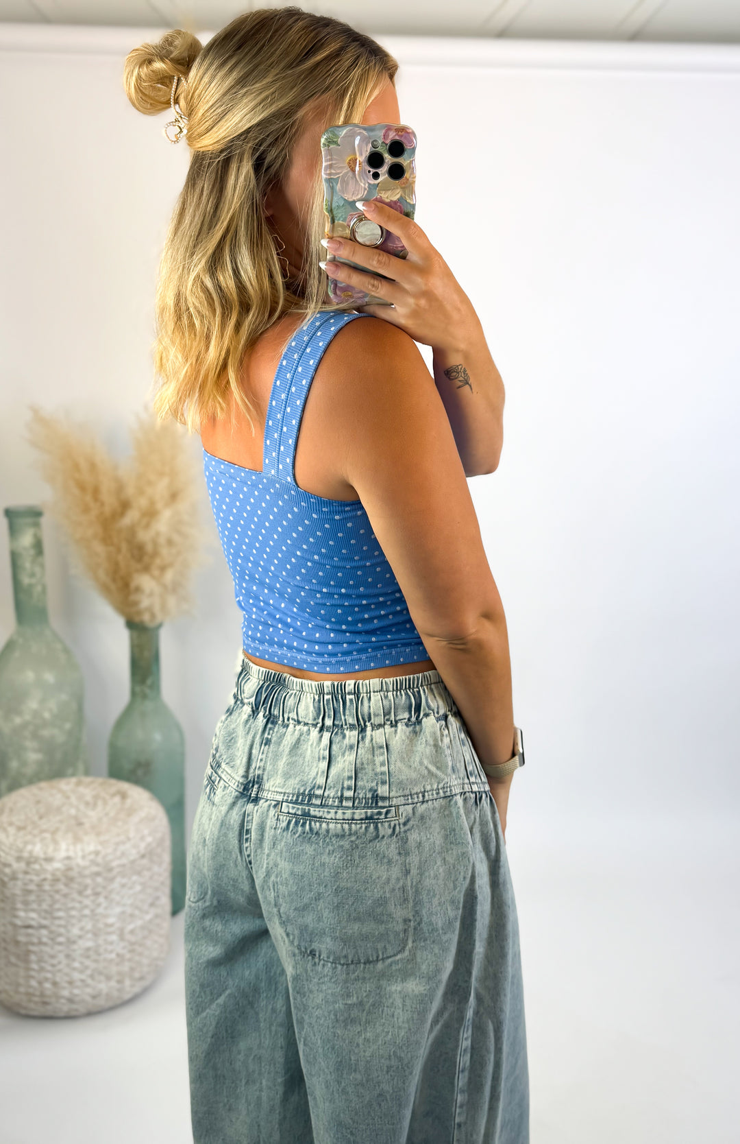 Marina Polka Dot Square Neck Tank