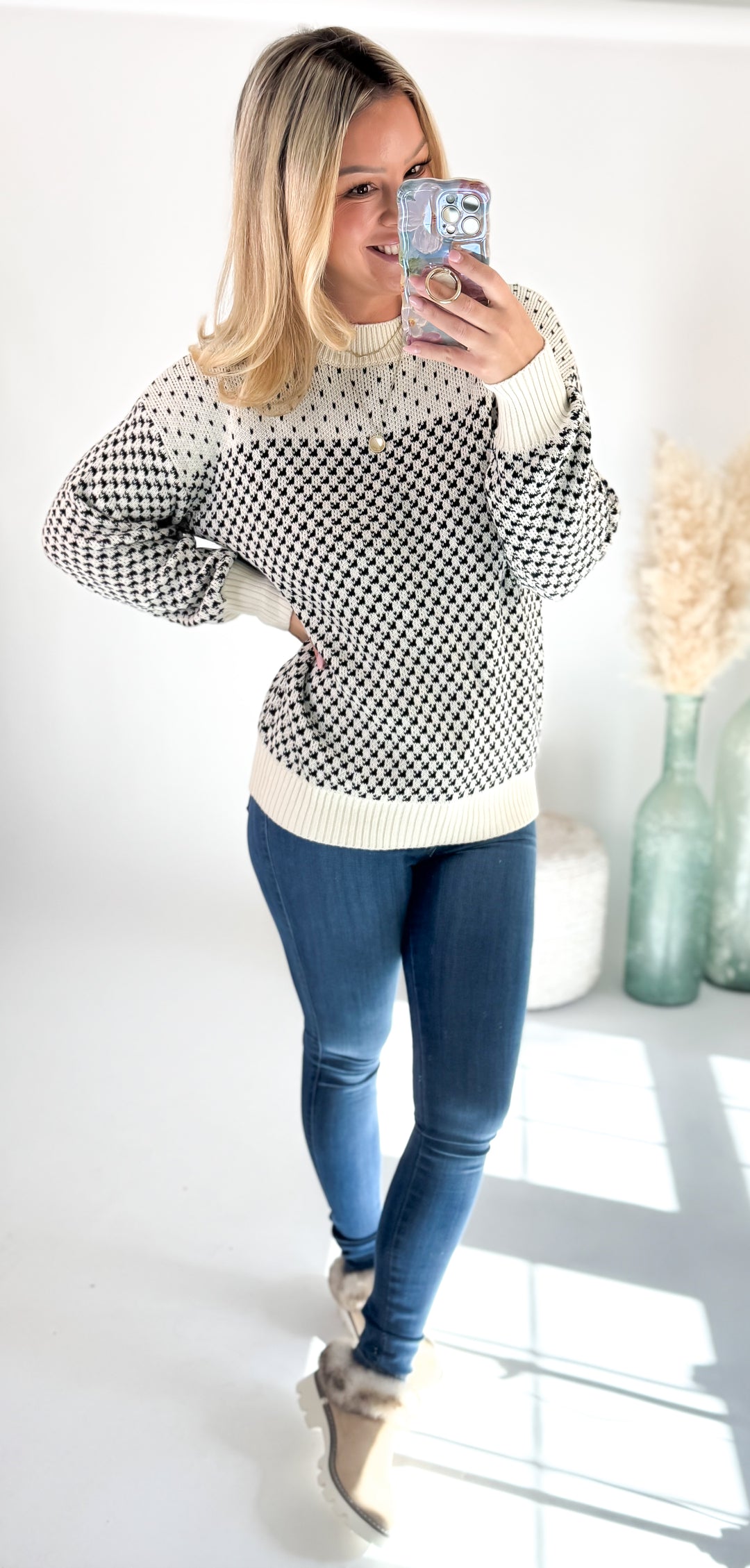 Cozy Classic Houndstooth Sweater