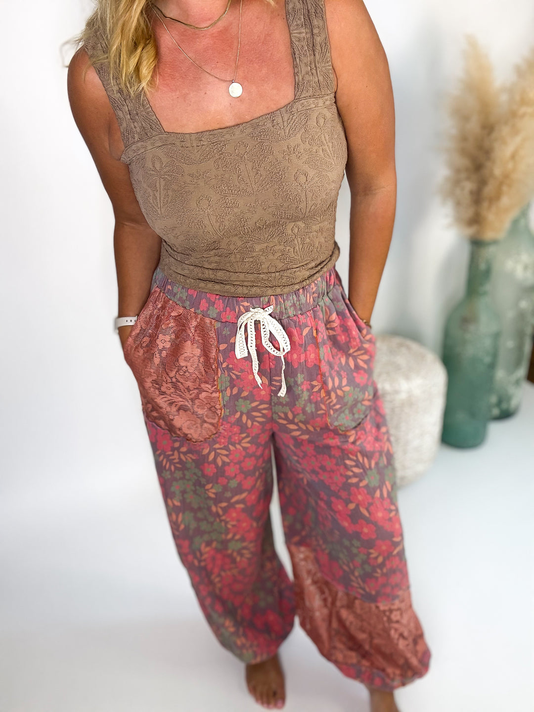 Boho Blossom Patch Pants