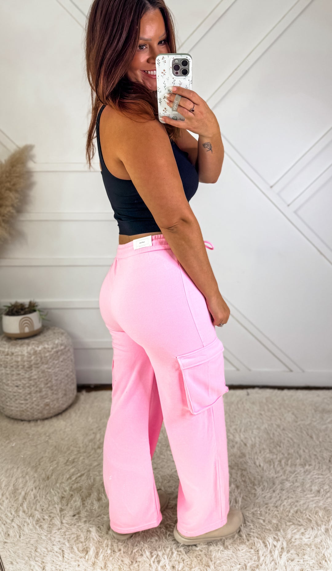 Bubble Gum Pink Fleece Burnout Joggers *Door Buster*
