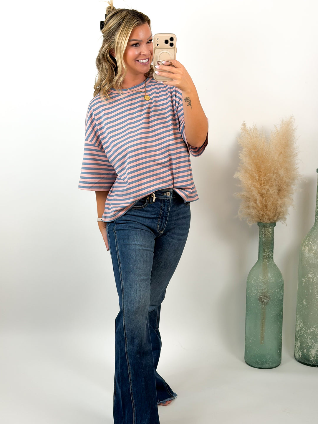 Sweet On Stripes Oversized Boyfriend Tee