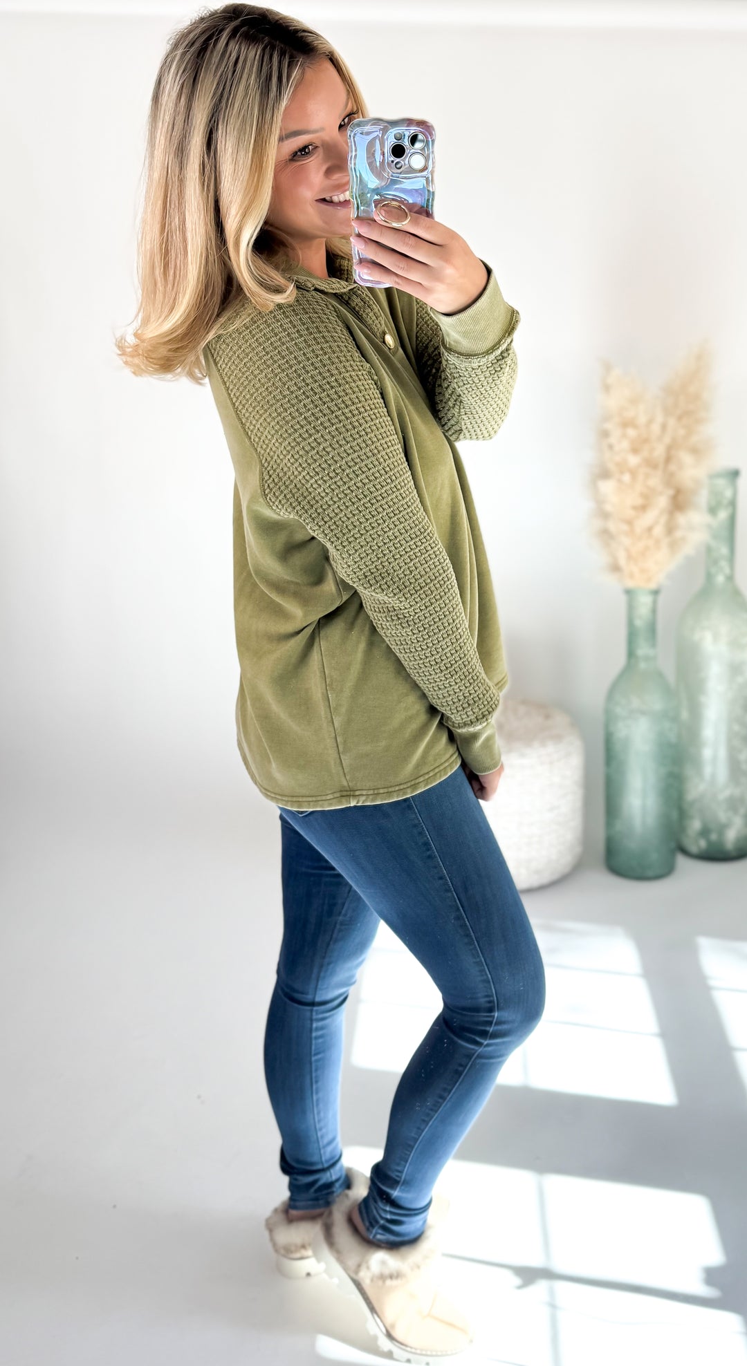 Olive Lane Waffle Henley
