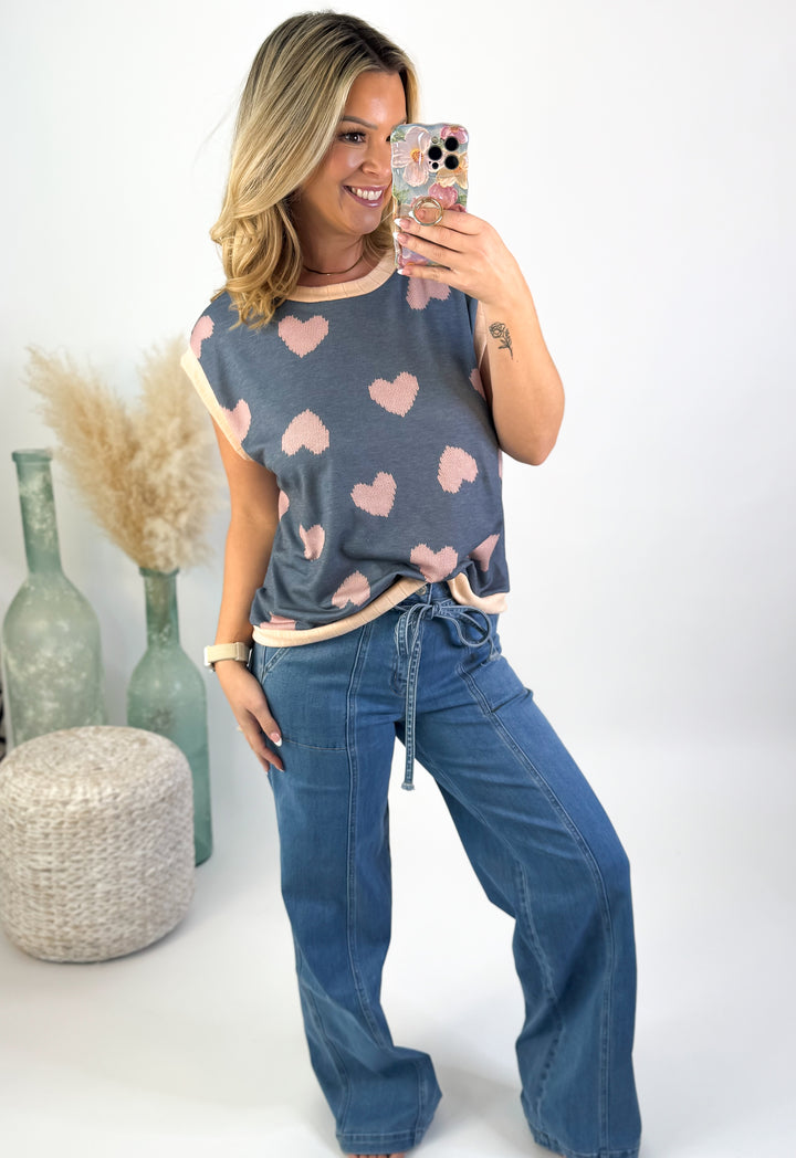 Sweetheart Dolman Short Sleeve French Terry Top