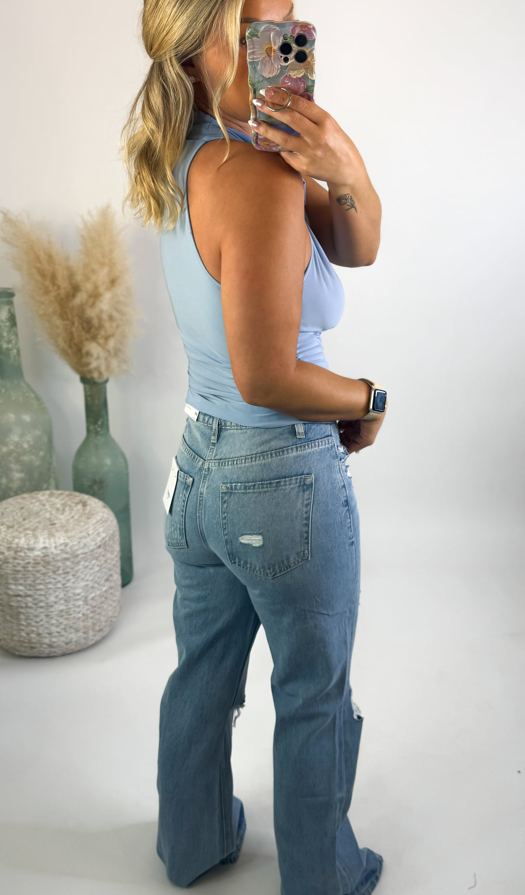 Sweet Talk Tie Neck Top Blue