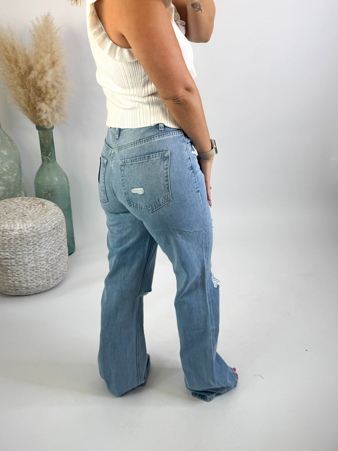 90's Vintage Super High Rise Flare Jeans by Vervet