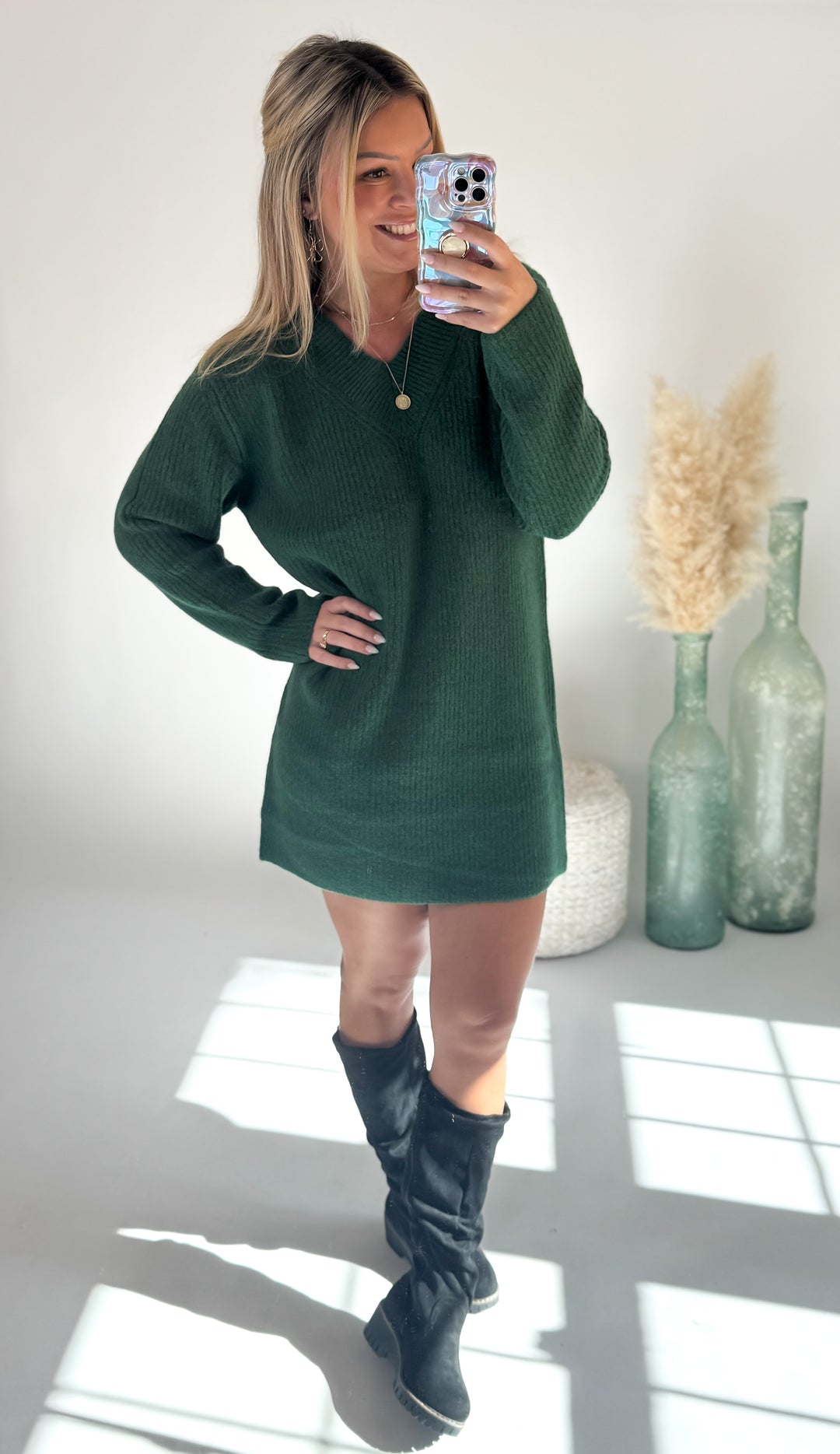 Hunter Green Sweater Dress | One Eleven Olive Boutique Medium Hunter Green Sweater Dress | One Eleven Olive Boutique Medium