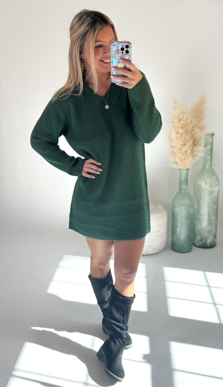 Evergreen Cozy Sweater Dress