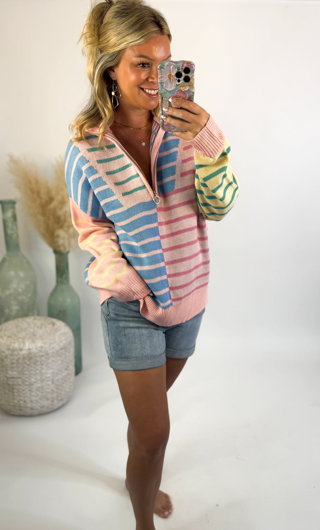 Sweet Escape Colorblock Quarter Zip