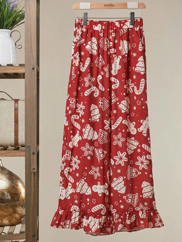 Sugarplum Christmas Ruffle Pants Red Gingerbread