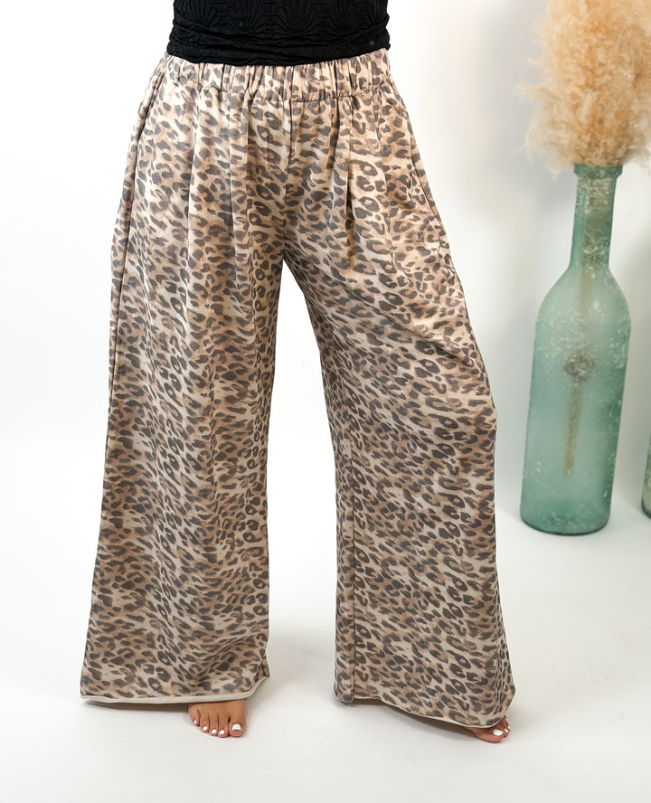 Wild Side Leopard Print Wide Pants