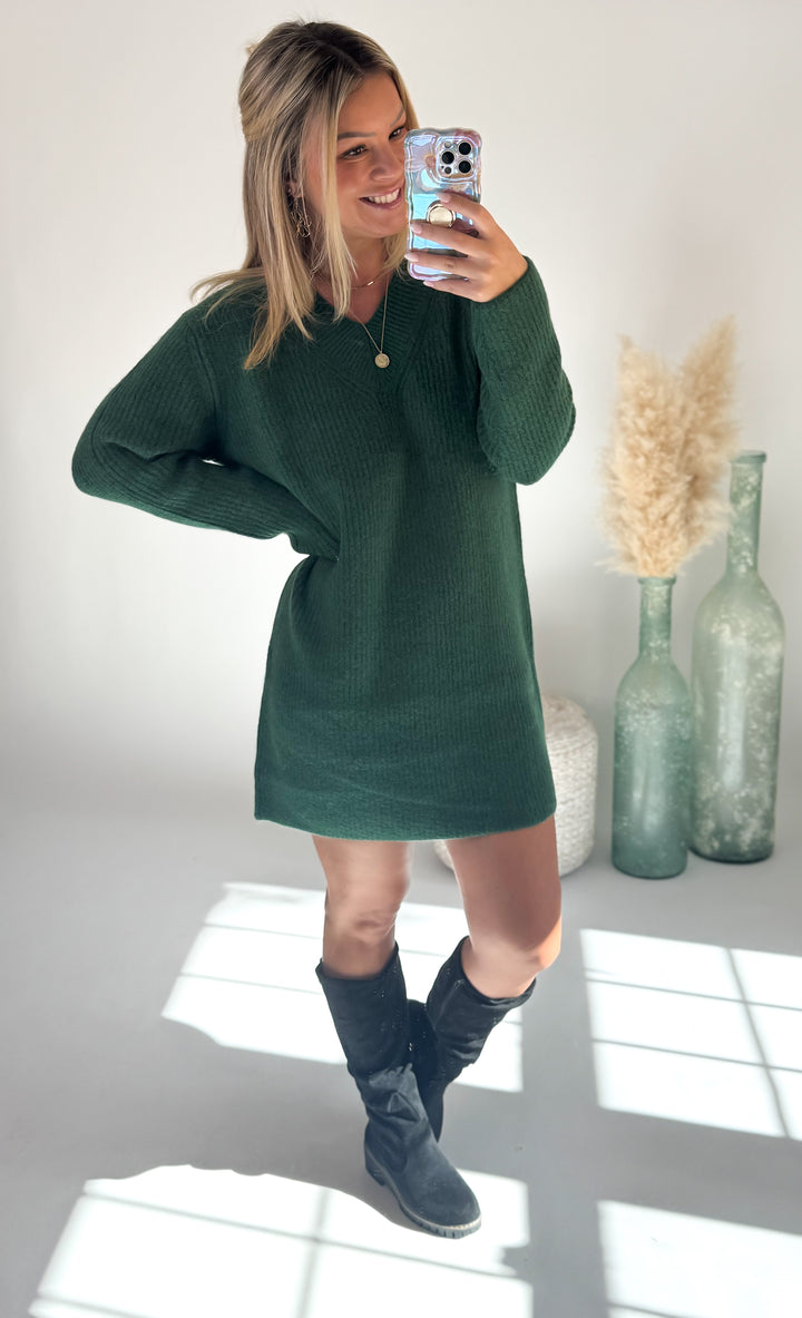 Evergreen Cozy Sweater Dress