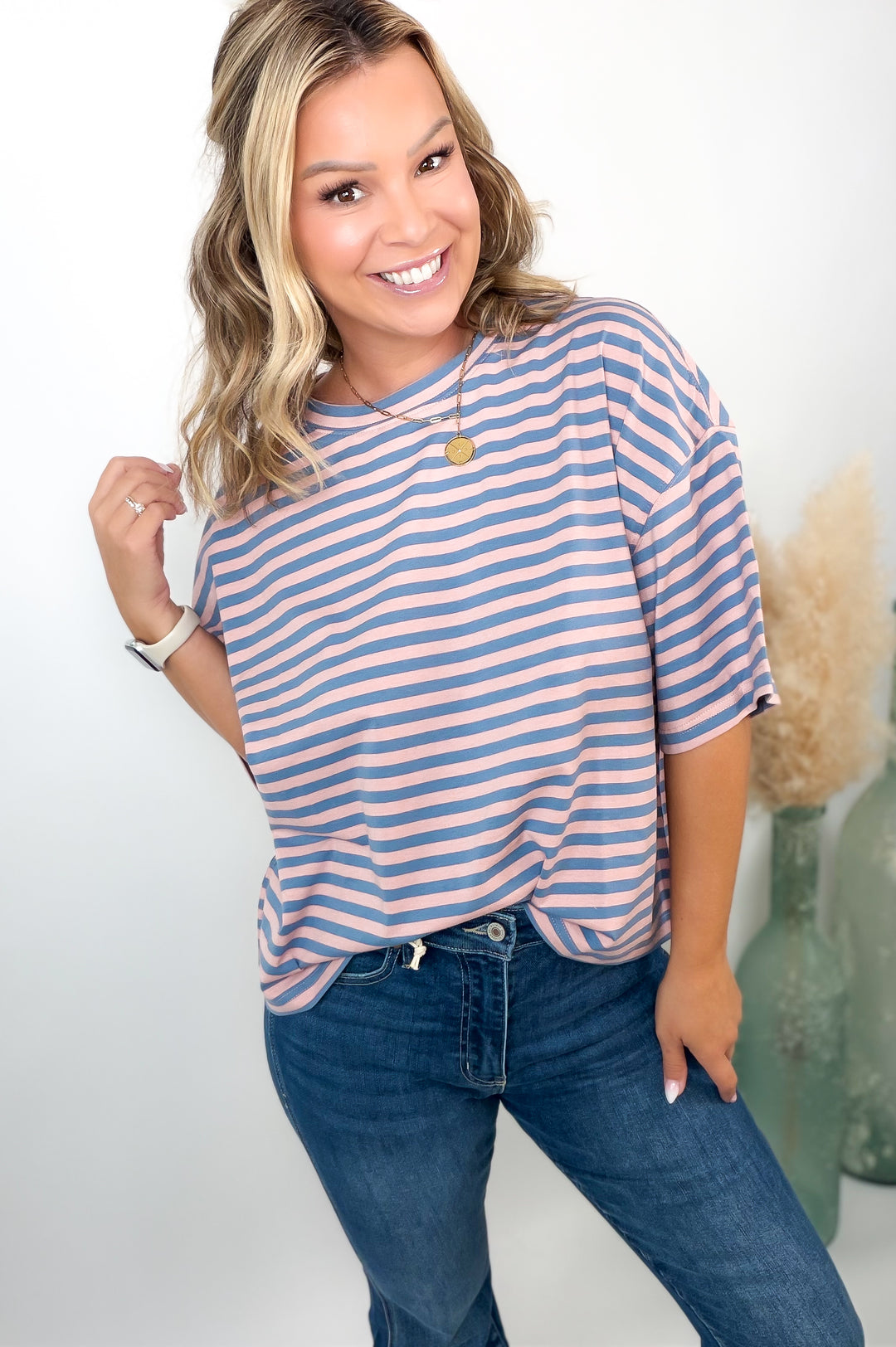 Sweet On Stripes Oversized Boyfriend Tee