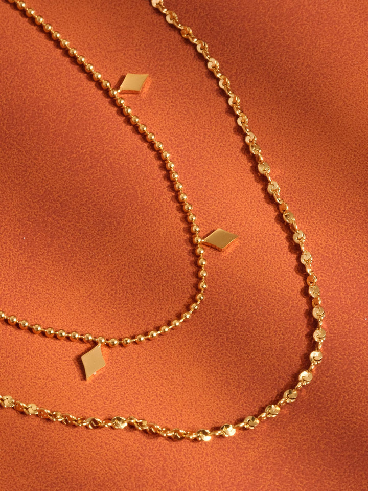 Arômes 18K Gold Non-Tarnish Layered Tassel Necklace: Yellow Gold