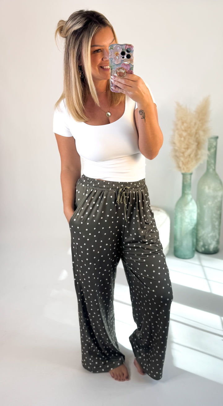 Sleepy Sprinkles Green Pajama Pants with Satin Bow