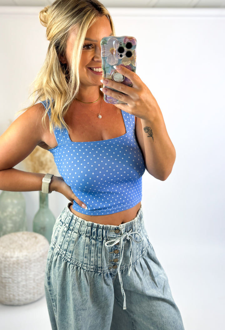 Marina Polka Dot Square Neck Tank