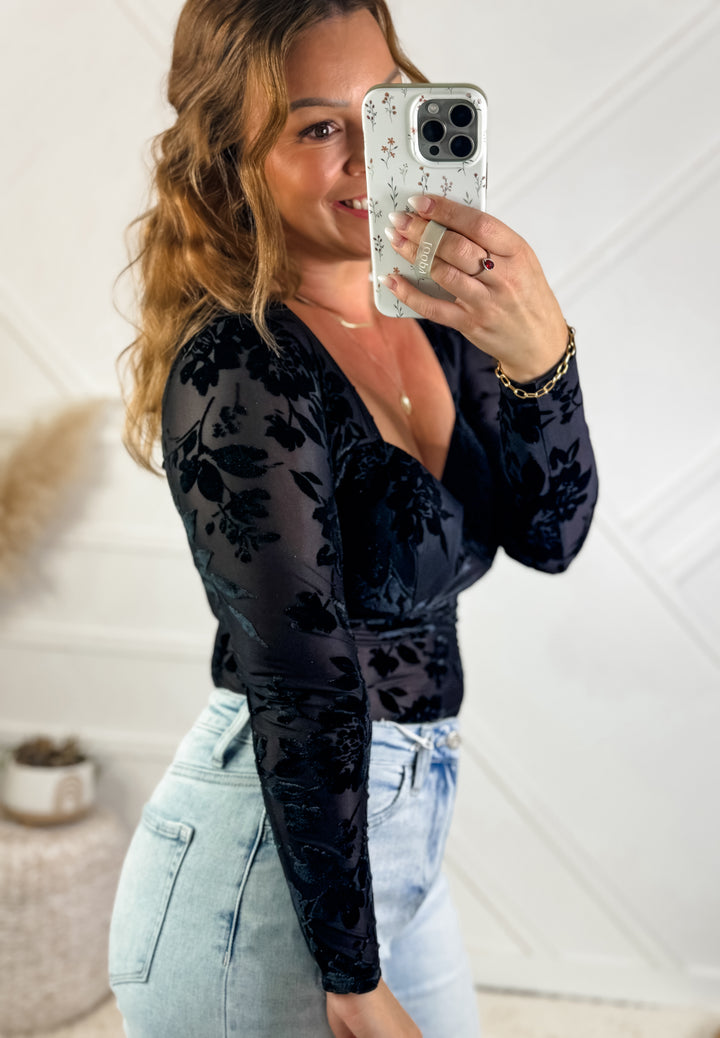Gia Mesh Long Sleeve Bodysuit