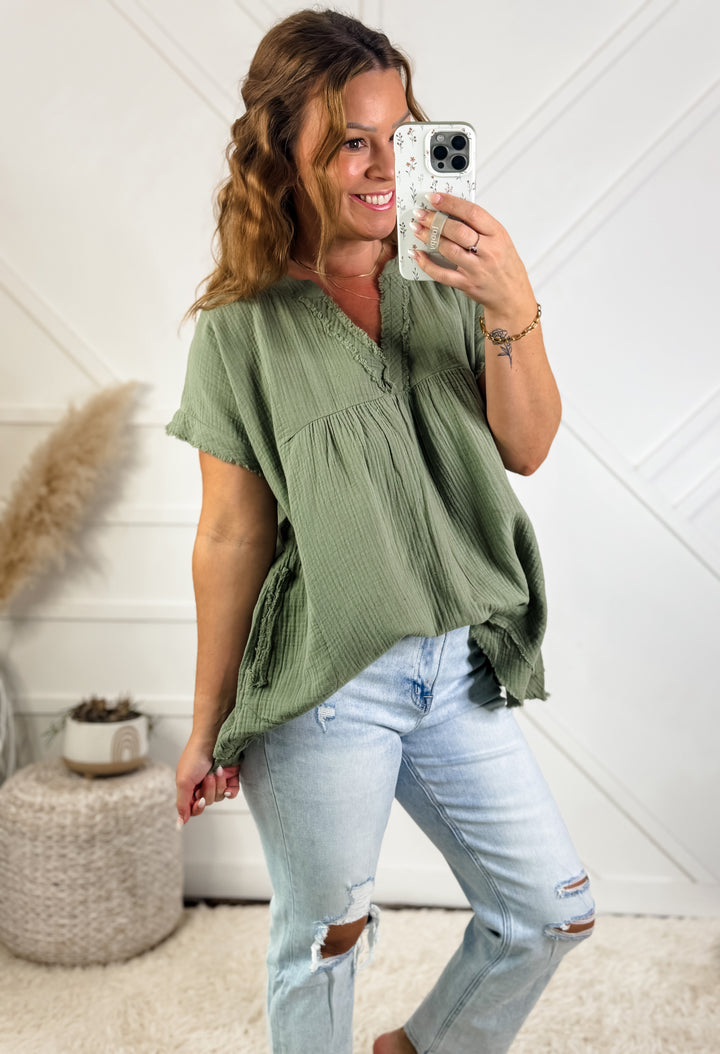 Jenna V Neck Shirt With Pockets