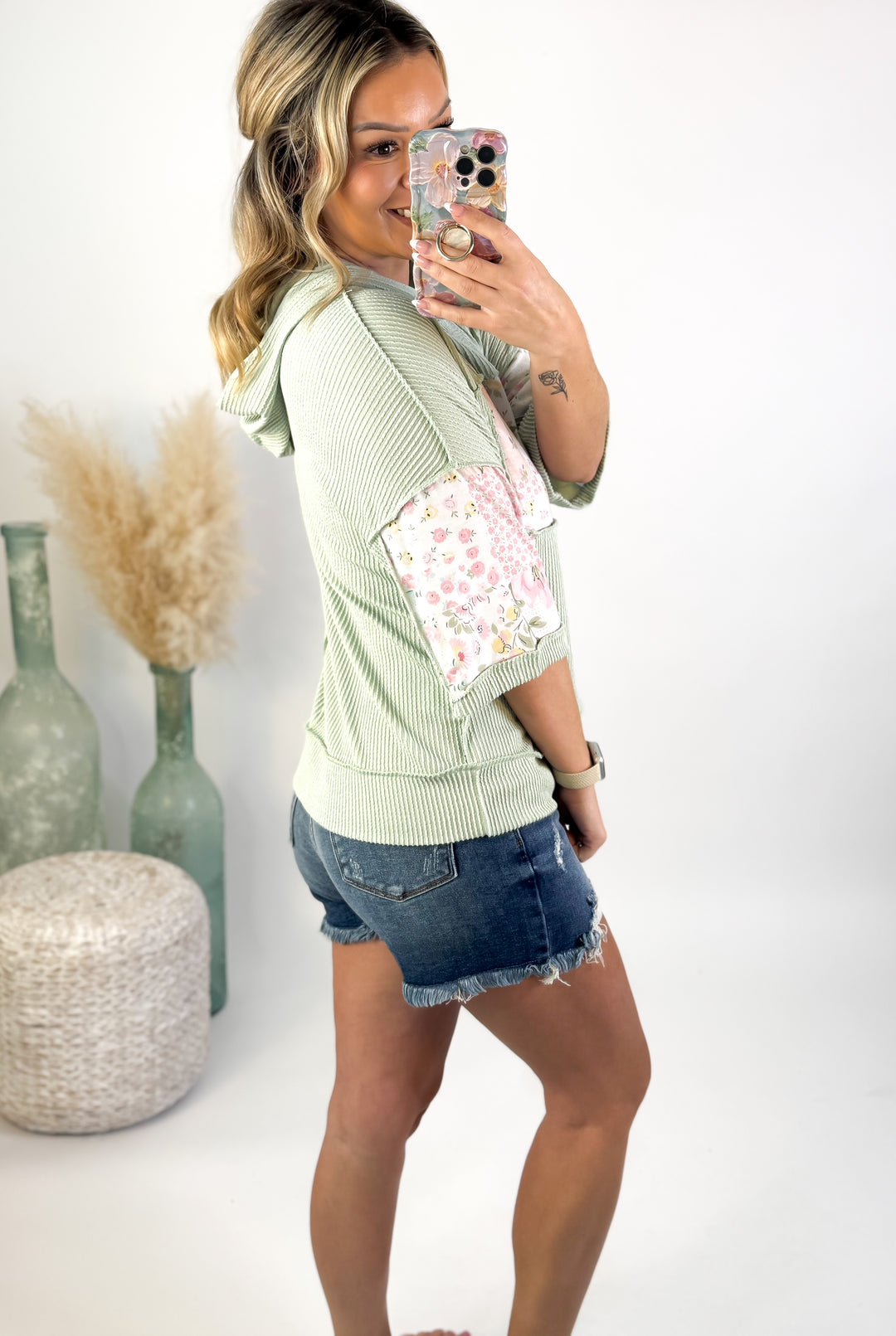 Minty Meadows Patchwork Hoodie