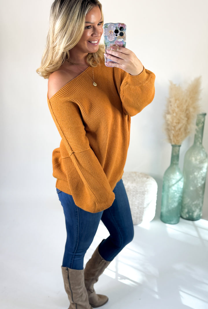 Sammie Boat Neck Bubble Sleeve Sweater