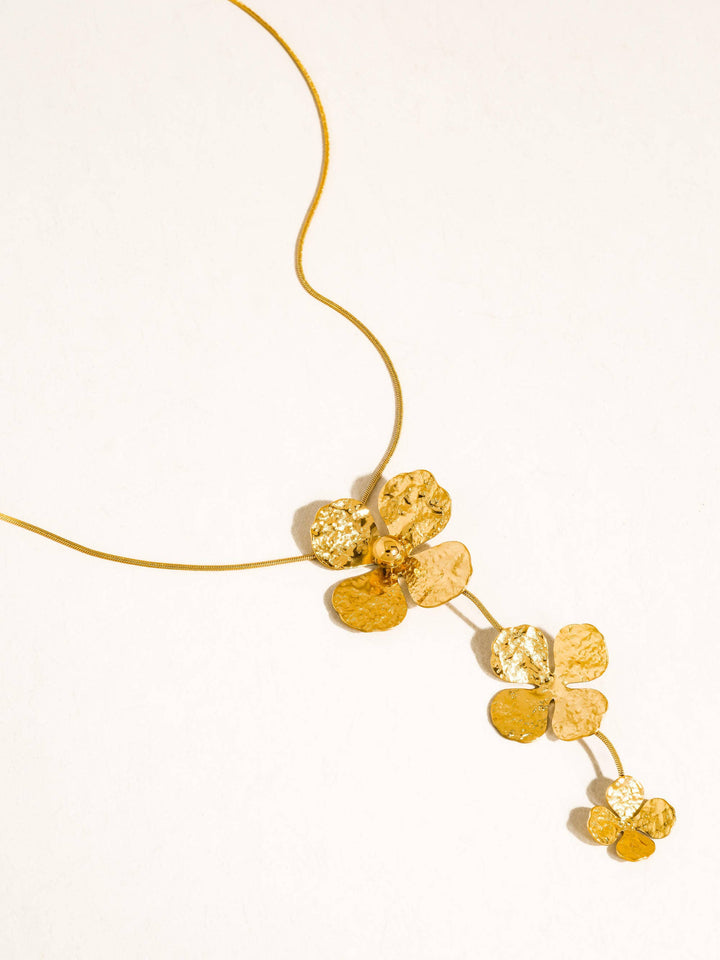 Riviera 18K Gold Non-Tarnish Large Floral Drop Necklace: Yellow Gold