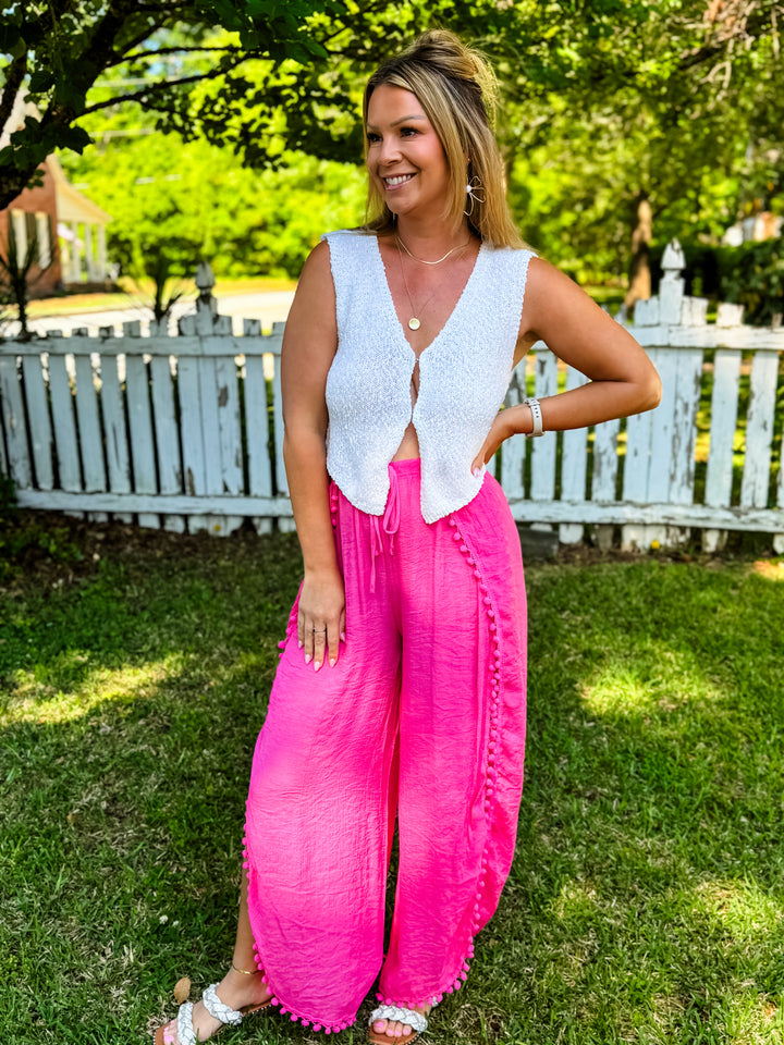 Flamingo Tulip Hem Flowy Pants