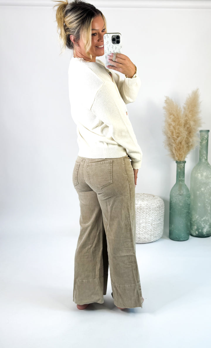 Pumpkin Embroidered Patch Sweater