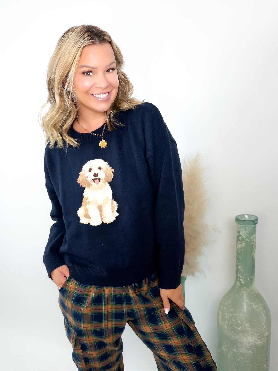 Puppy Love Navy Knit Sweater