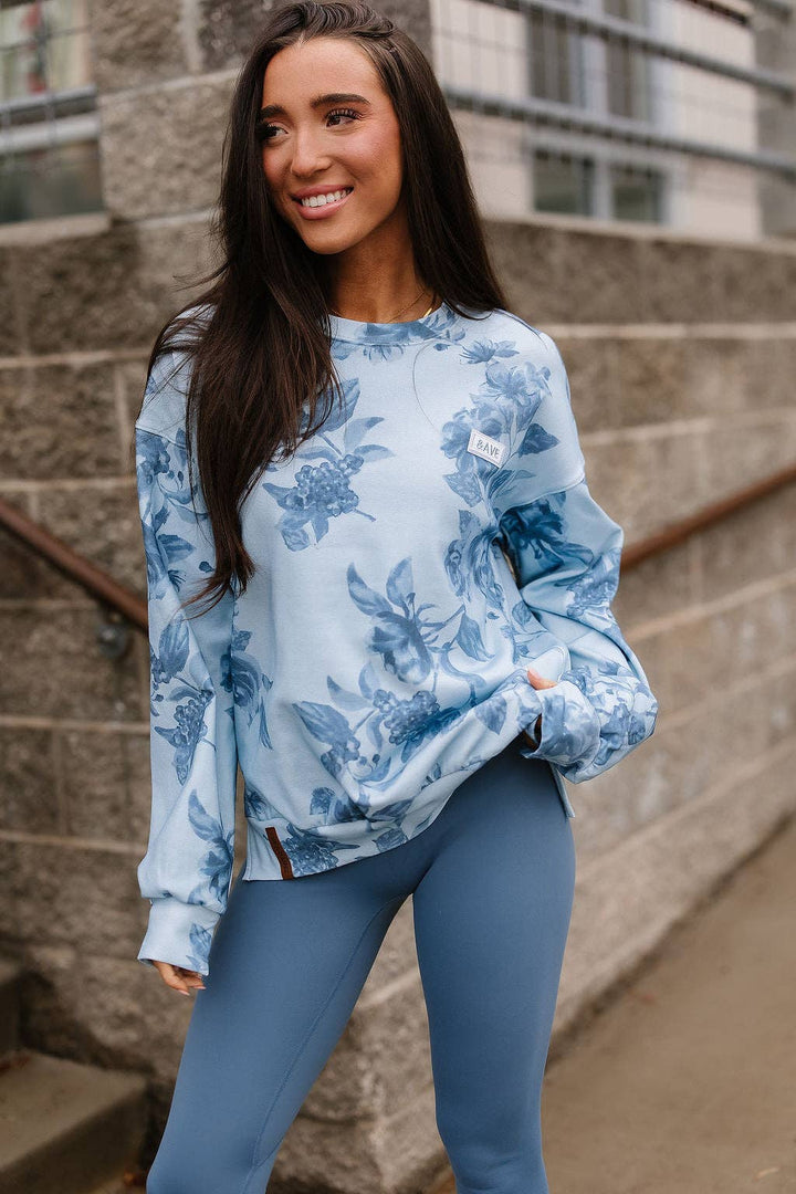 Ampersand Ave University SideSlit Pullover - Poolside