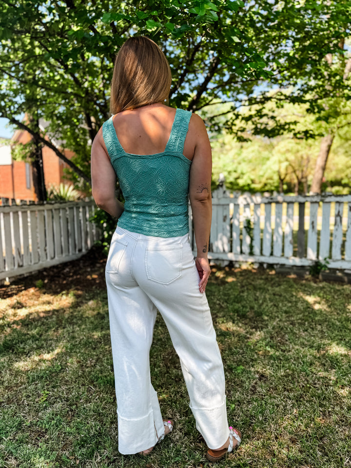Jade Floral Jacquard Seamless Tank