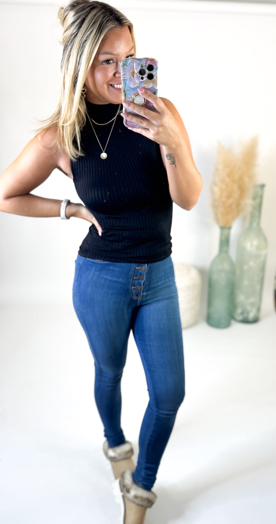 Midnight Luxe Ribbed Mock Neck