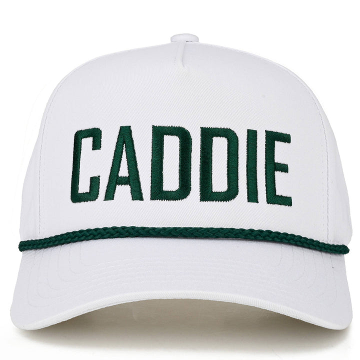 C.C CADDIE Letter with Rope on Two Tone Trucker Hat: Dark Green/White