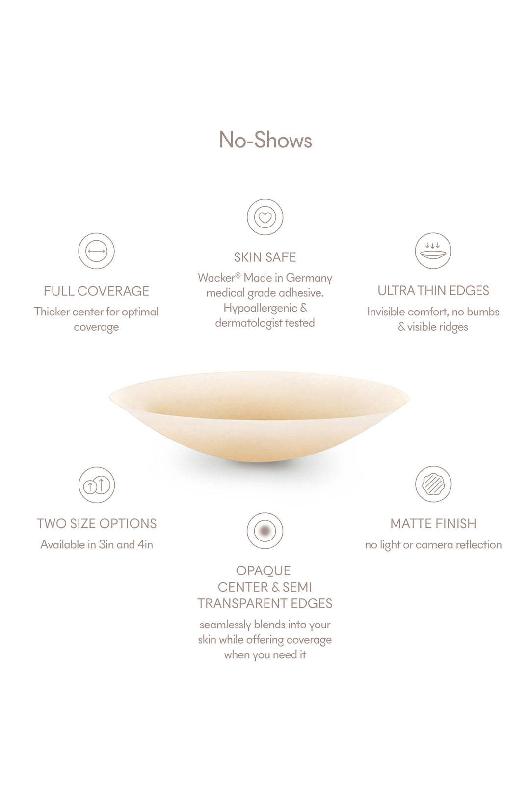 No-Show | Reusable Adhesive Nipple Covers: No 5 Soft Tan / 3in.