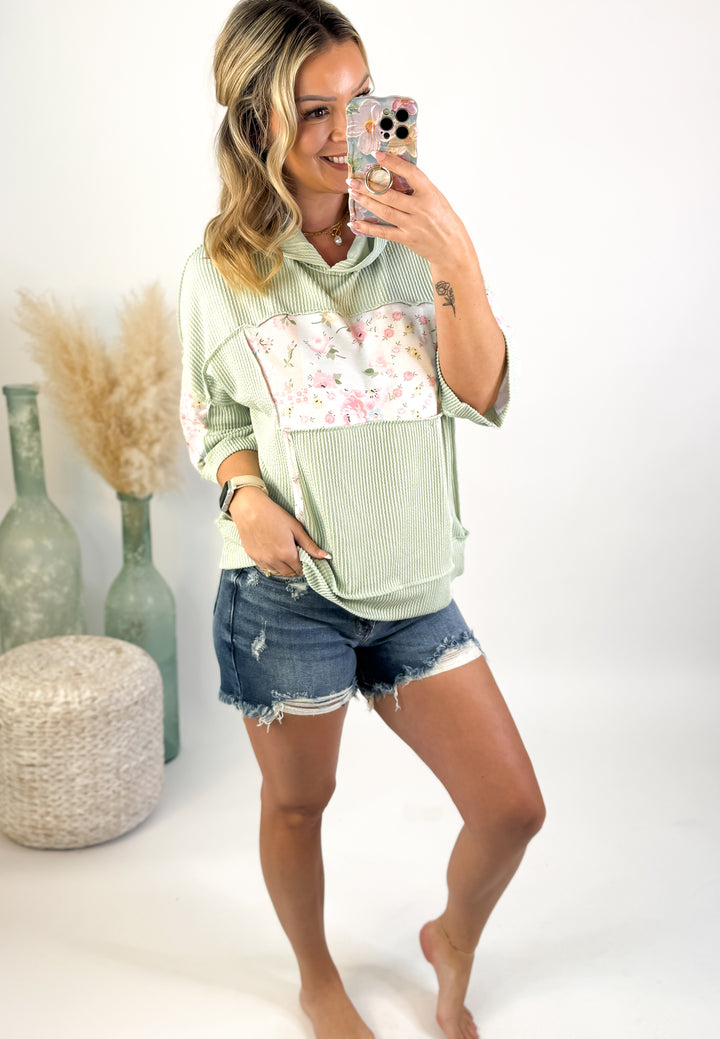 Minty Meadows Patchwork Hoodie