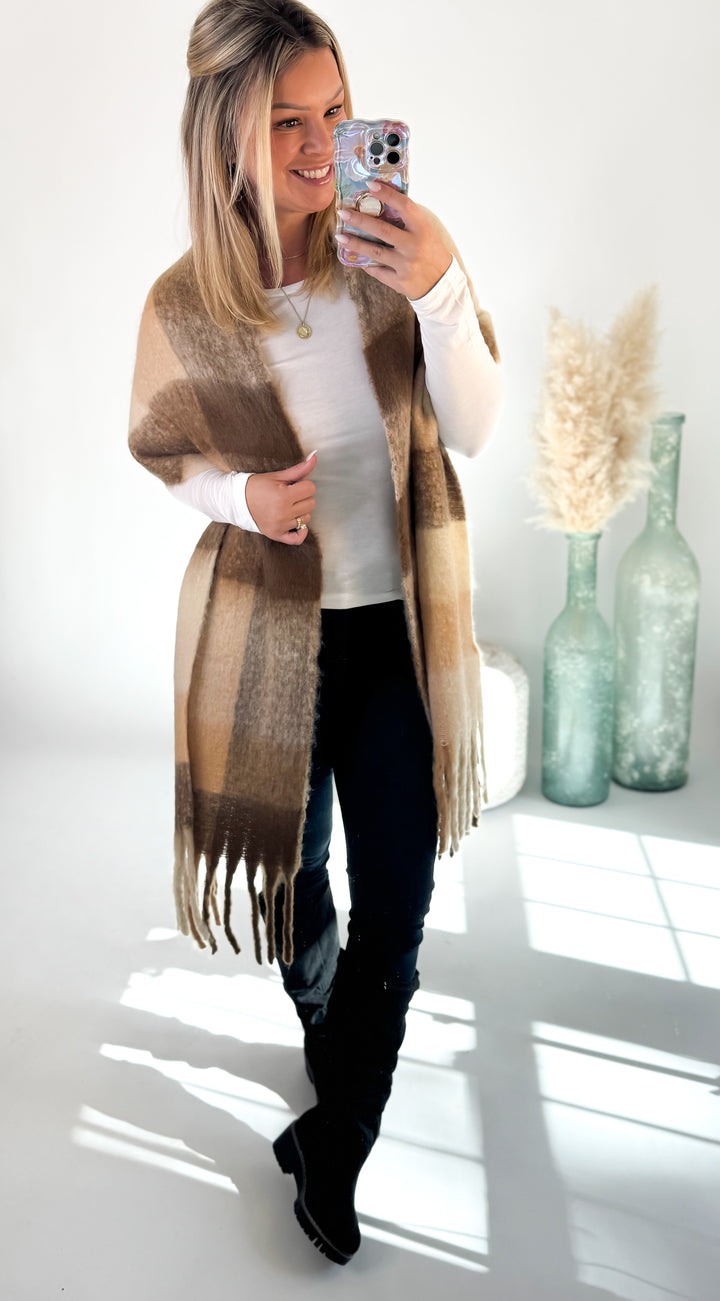 ⭐Door Buster⭐ Coffee Checker Pattern Scarf