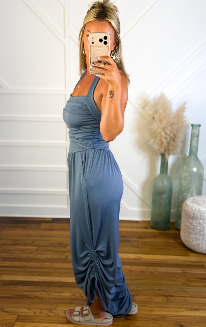Blue Horizon Ruched Jumpsuit